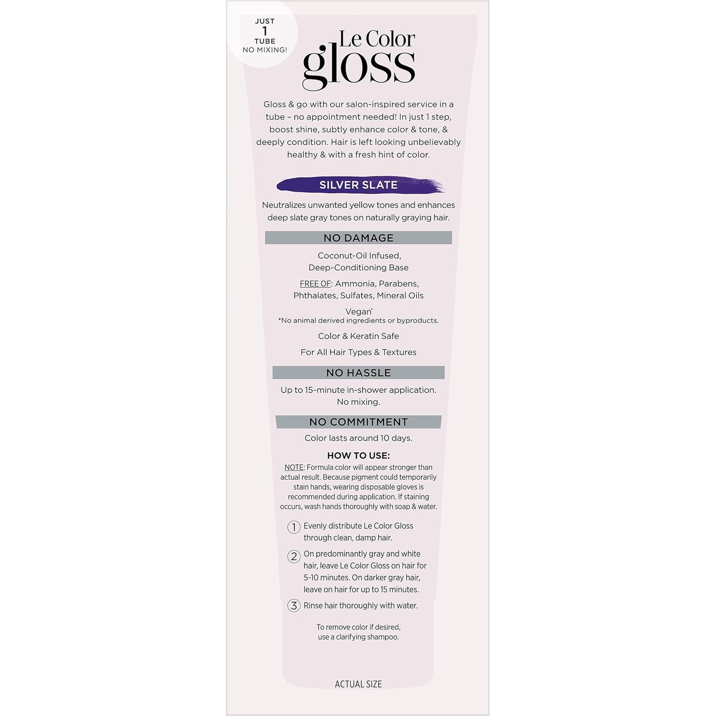 L'Oreal Paris Le Color Gloss Step Toning Gloss,In-Shower Hair Toner with Deep Conditioning Treatment Formula for Gray Hair,Silver Slate,1 Kit,(Pack of 2)