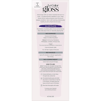 L'Oreal Paris Le Color Gloss Step Toning Gloss,In-Shower Hair Toner with Deep Conditioning Treatment Formula for Gray Hair,Silver Slate,1 Kit,(Pack of 2)