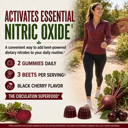 Country Farms Bountiful Beets Gummies, Circulation Superfood, Promotes Energy and Endurance, Nitric Oxide Booster, 60 Servings, White, 120 Count, 2 Pack