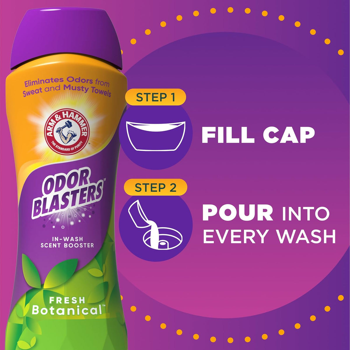 ARM & HAMMER Odor Blasters In-Wash Scent Booster, Fresh Botanical, 24 Ounce (Pack of 6)