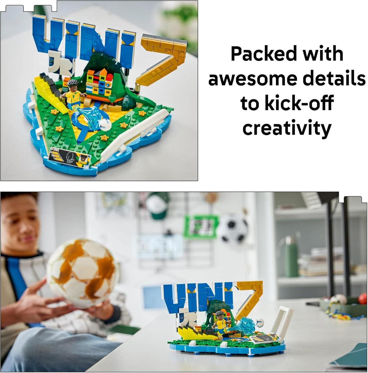 LEGO Editions Vini Jr. – Soccer Highlights - Building Set for Boys & Girls, Ages 10+ - Collectible Soccer Gift W/Plaque - Kids Bedroom or Shelf Decor - 43027