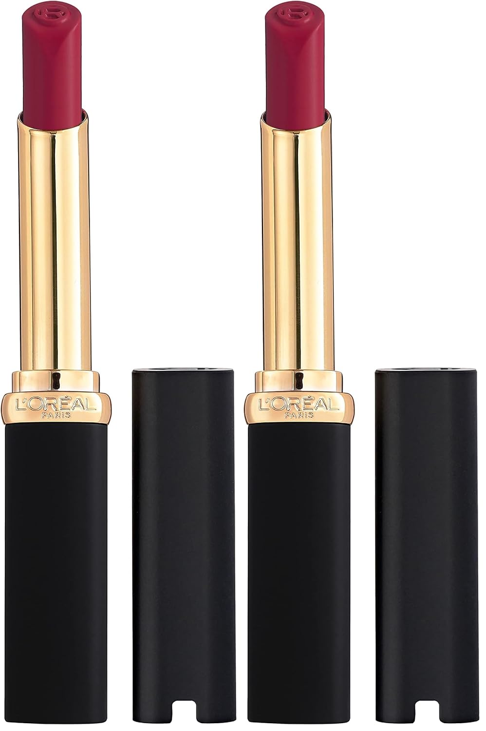 L'Oreal Paris Colour Riche Intense Volume Matte Lipstick, Lip Color Infused with Hyaluronic Acid for up to 16hr All Day Comfort, Le Carmin Courage, 0.06 oz (Pack of 2)