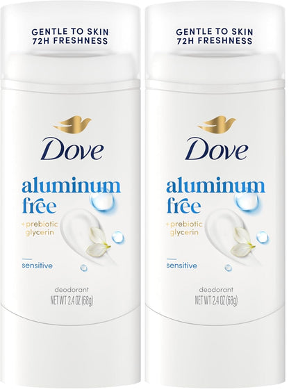 Dove Deodorant Stick Sensitive for 72 Hour Odor Protection Aluminum Free 2.4 oz (Pack of 2)