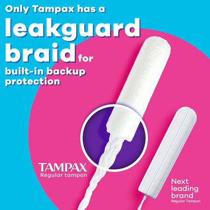 Tampax Radiant Tampons Multipack, with LeakGuard Braid, Regular/Super/Super Plus Absorbency, Up to 100% Leak and Odor Free Protection, Unscented, 77 Count