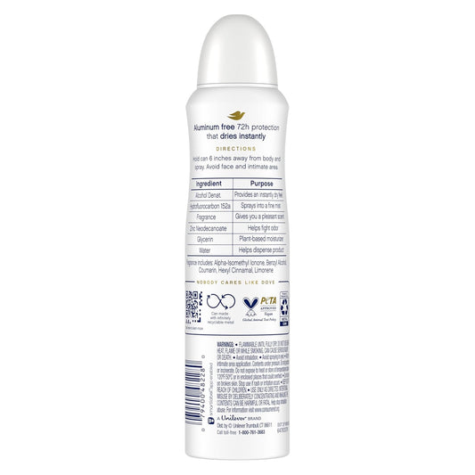 Dove Aluminum Free Deodorant Spray for Women 3 Count Cucumber & Green Tea 72 hour odor protection 4 oz
