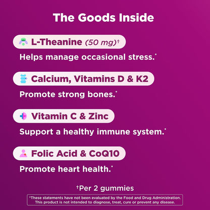 OLLY Women's 40+ Multi Gummies, K2, CoQ10, Peach Berry - 120 Count