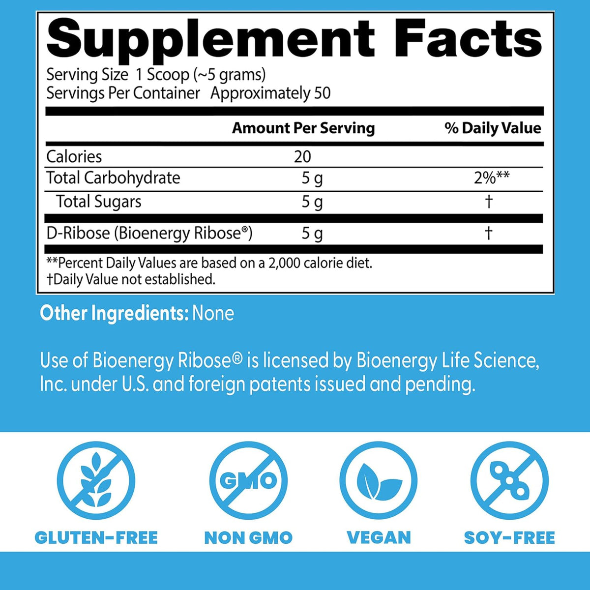 Doctor's Best Pure D Ribose Powder Supplement, Gluten Free, Vegan, 8.8 oz
