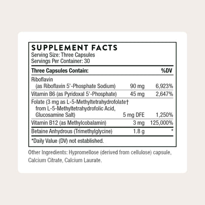 THORNE Methyl-Guard Plus, Active Folate, Vitamins B2, B6 & B12, 90 Capsules