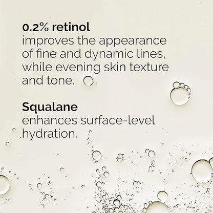 The Ordinary Retinol 0.2% in Squalane, Gentle Retinol Serum for the Face That Is Anti-Aging and Skin Smoothing, 1 Fl Oz