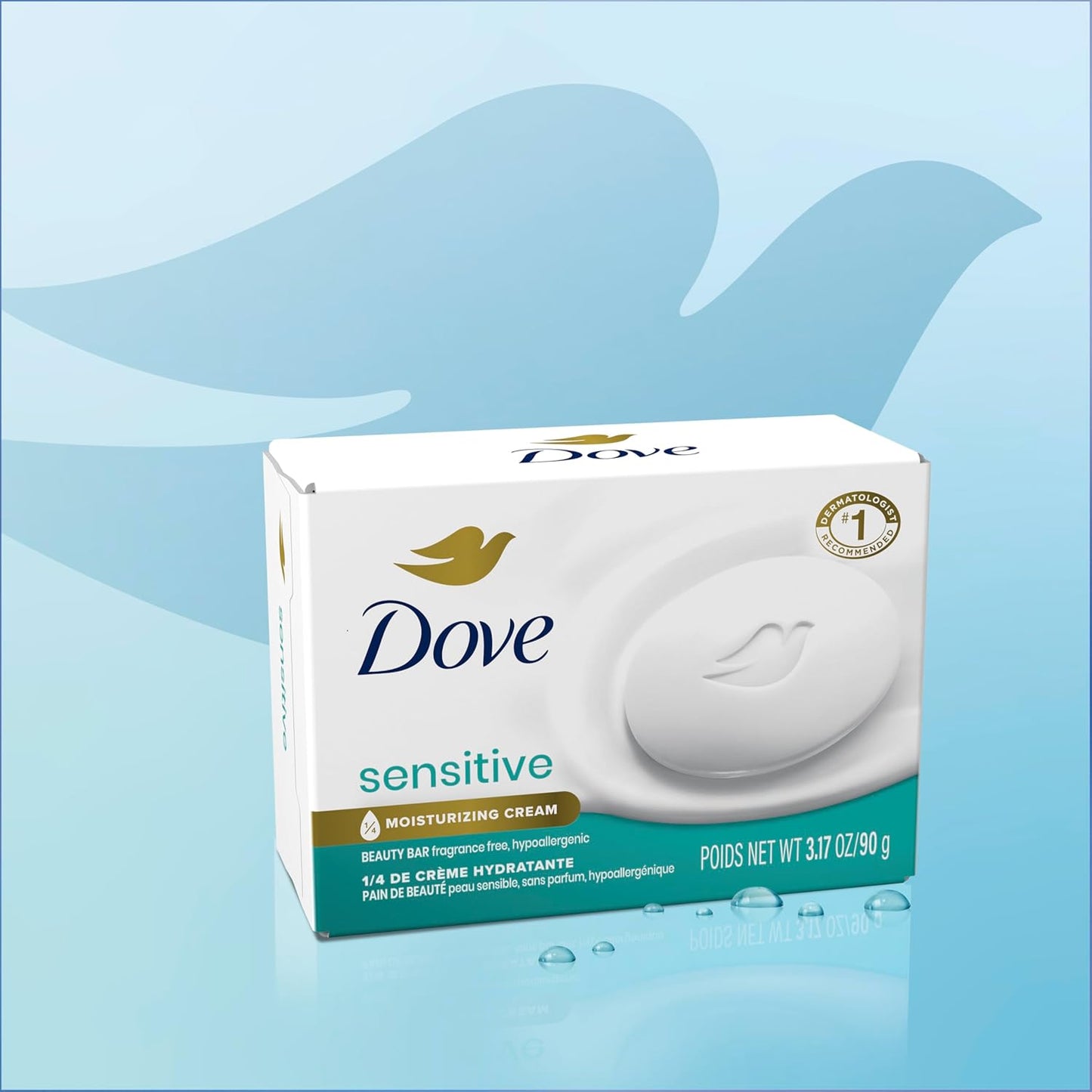 Dove Beauty Bar Soap Sensitive 2 Count for Sensitive Skin, Fragrance Free and Hypoallergenic 7.5 Ounce