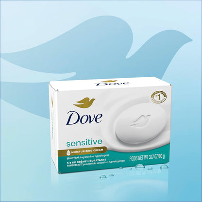 Dove Beauty Bar Soap Sensitive 2 Count for Sensitive Skin, Fragrance Free and Hypoallergenic 7.5 Ounce