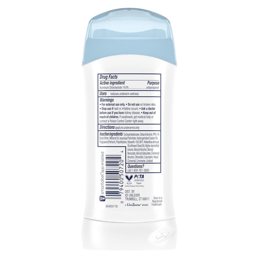 Dove Antiperspirant Invisible Solid, Scent: Powder, Size: 2.6 oz (2 Pack)