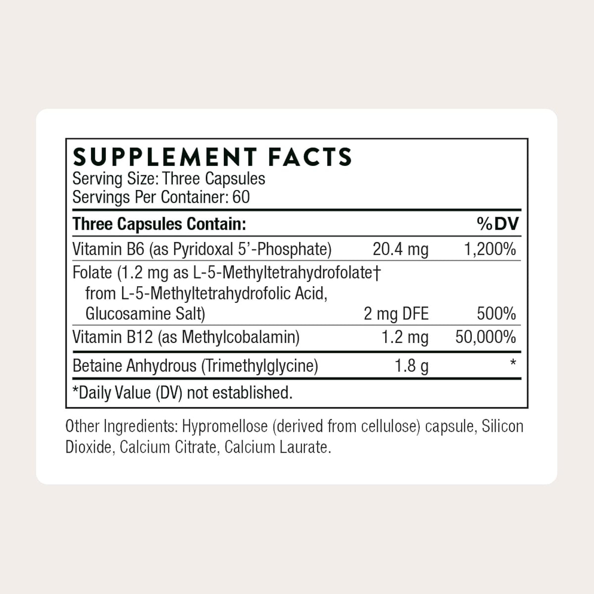 THORNE Methyl-Guard, Active Folate, B6, B12 & Betaine, 180 Capsules