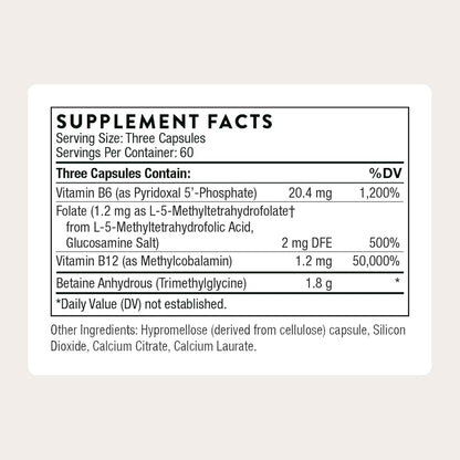 THORNE Methyl-Guard, Active Folate, B6, B12 & Betaine, 180 Capsules