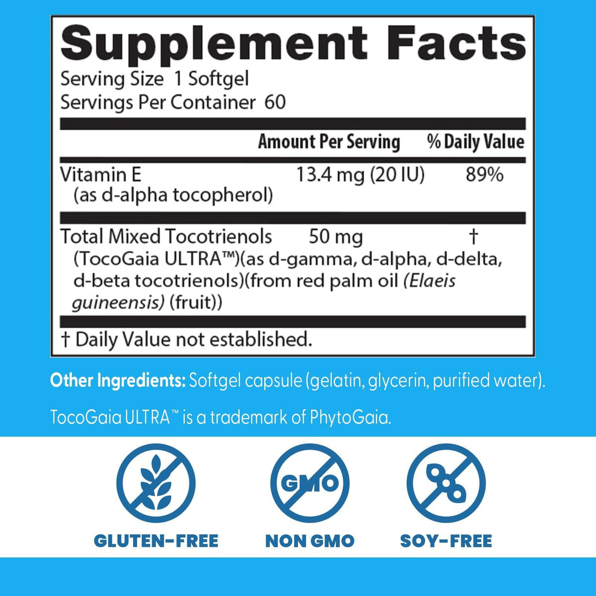 Doctor's Best Vitamin E Tocotrienols Complex Supplement, 60 Softgels
