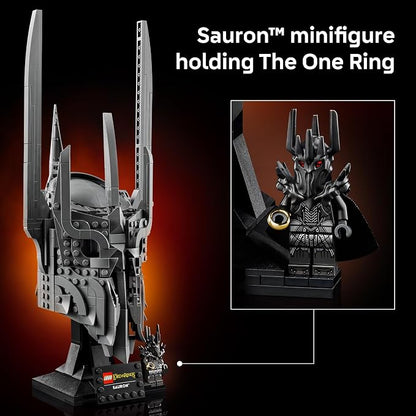 LEGO Icons The Lord of The Rings: Sauron's Helmet - Building Set for Adults, Ages 18+ - Bedroom, Home Office, Book Shelf Decor - W/Sauron Minifigure - Gift for Birthdays - 11373