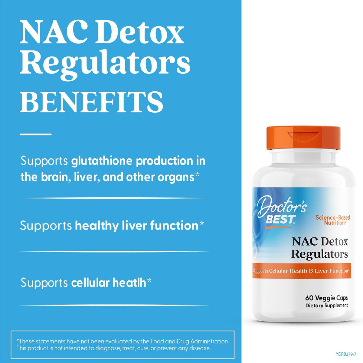 Doctor's Best NAC Detox Regulators Supplement for Men & Women, 60 Veg Caps