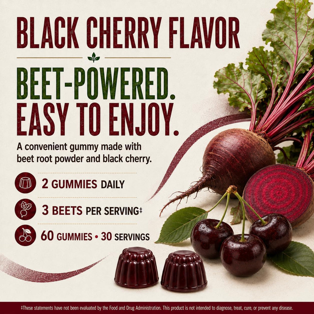 Country Farms Bountiful Beets Gummies, Circulation Superfood, Promotes Energy and Endurance, Nitric Oxide Booster, 30 Servings, White, 60 Count