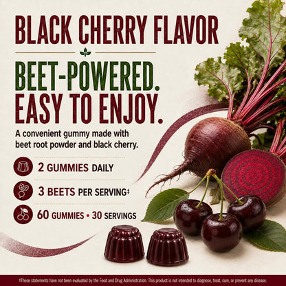 Country Farms Bountiful Beets Gummies, Circulation Superfood, Promotes Energy and Endurance, Nitric Oxide Booster, 30 Servings, White, 60 Count