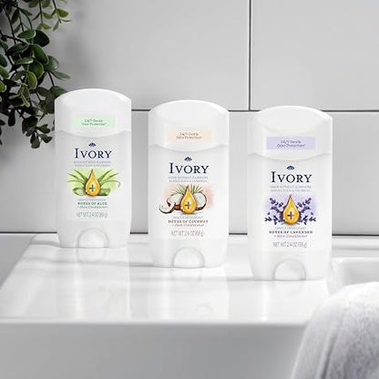 Ivory Aluminum Free Deodorant, Notes of Aloe, 24hr Gentle Deodorant, Dermatologist Tested, Baking Soda Free, Paraben Free, 2.4 oz