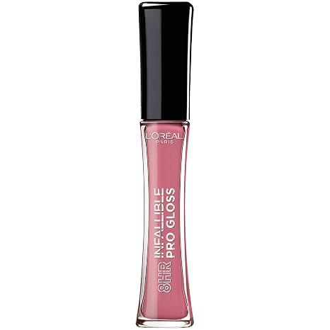 L’Oreal Paris Makeup Infallible 8 Hour Hydrating Lip Gloss, Nightfall Rose, 0.21 Fl Oz (Pack of 2)