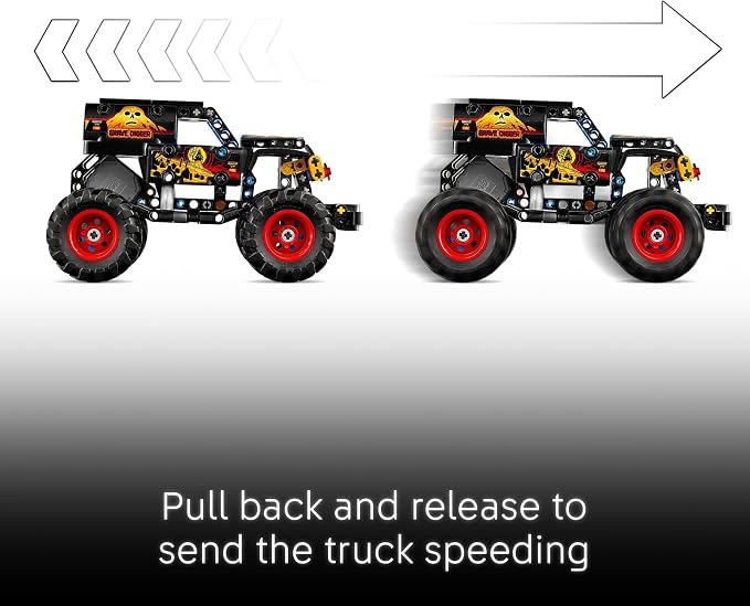 LEGO Technic Monster Jam Grave Digger Fire and Ice Building Toy for Boys & Girls - Monster Truck Toy W/Pull-Back Racing Action for Kids, Ages 7+ - Gift Idea for Birthdays - 42219