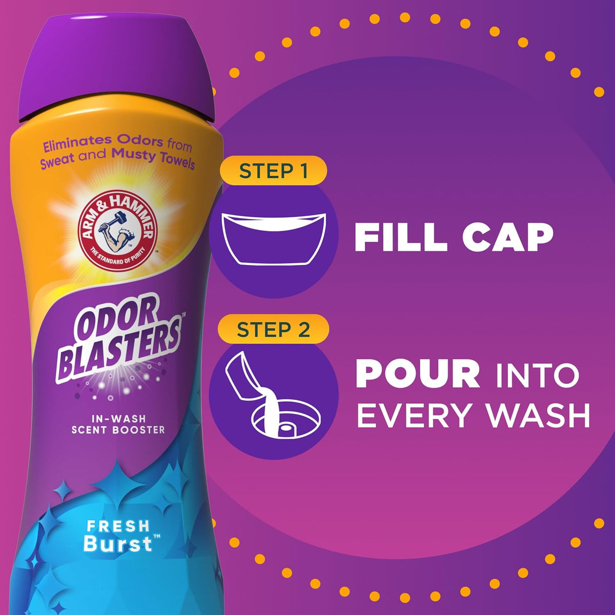 ARM & HAMMER Odor Blasters Laundry Scent Booster, Fresh Burst Scent, 24 Oz
