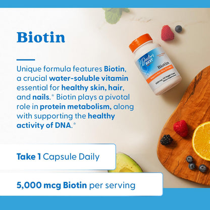 Doctor's Best Biotin Vitamin Supplement 5000 mcg, Vegan, 120 Veg Caps