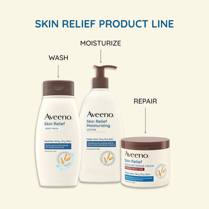 Aveeno Skin Relief Body Wash with Triple Oat Complex, Fragrance-Free, Gentle Daily Body Wash for Sensitive Leaves Itchy, Dry Skin Feeling Soothed & Moisturized, Value Size 33 Fl Oz (Pack of 6)