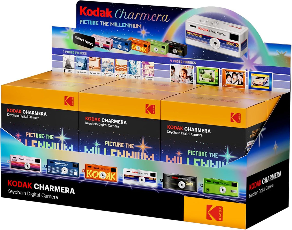 KODAK CHARMERA Keychain Digital Camera Blind Box - Millennium Whole Set (6PC) - Mini Camera,Digicam,Video Recording,Bag Charm,1.6 Megapixels,Micro SD Card Slot,for Beginners Teens and Adults