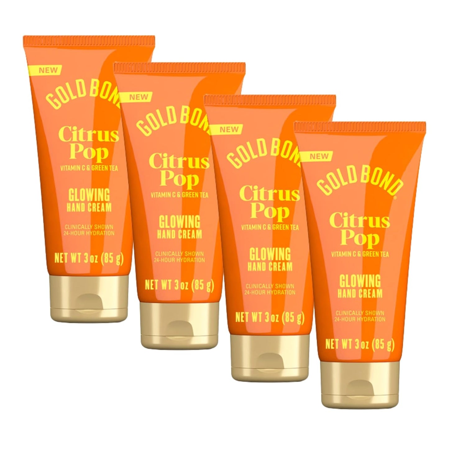 Gold Bond Citrus Pop Glowing Hand Cream Set, Citrus Pop Scent, 3 oz, 4 pk | 24hr Hydrating Hand Cream, Bright Cirtus Pop Scent, Travel Size, Gift Set, Hand Moisturizer