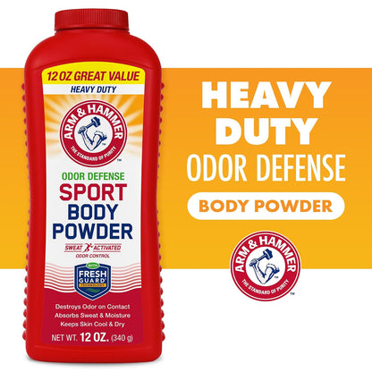 Arm & Hammer Sport Body Powder, Powder for Men and Women, Fresh Feeling, Talc Free, Aluminum Free Odor Defense with Baking Soda