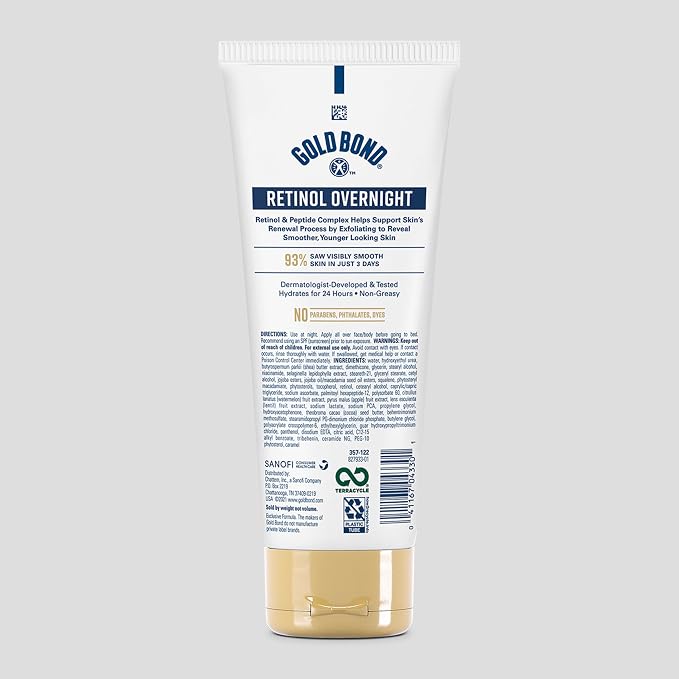 Gold Bond Age Renew Crepe Corrector Body Lotion, Replenishing & Smoothing Formula, 14 oz. & Age Renew Retinol Overnight Body & Face Lotion, With Retinol & Peptide Complex, 7 oz.