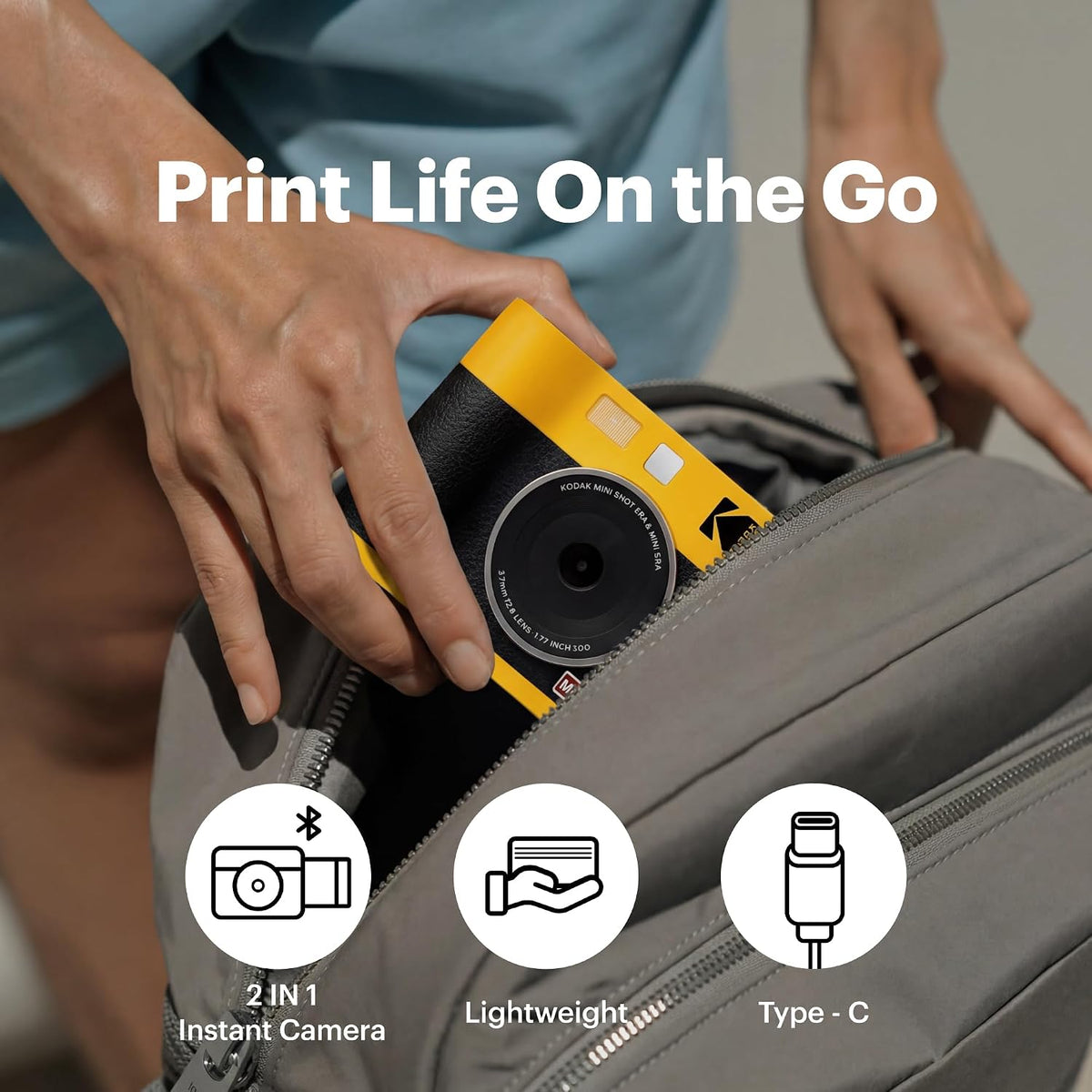 KODAK Mini Shot 3 ERA 3x3 Instant Camera, Photo Printer, 38 Sheet, Yellow