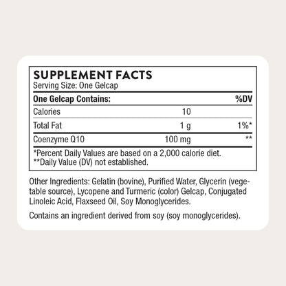 THORNE CoQ10, 100 mg Optimally Absorbed Ubiquinone Supplement, 60 Softgels