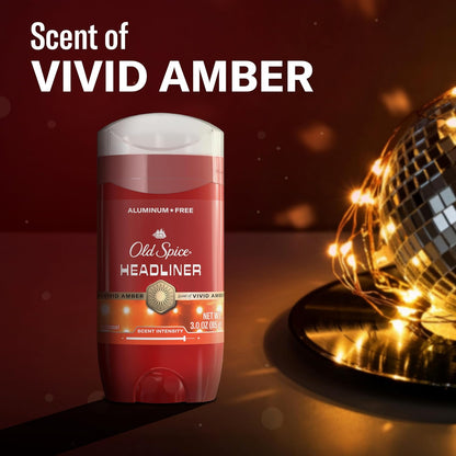Old Spice Aluminum Free Deodorant for Men, 24/7 Odor Protection, 24/7 Signature Scent & Lasting Freshness, Goes on Clean, Headliner with Black Currant, Leather, & Amber Scent, 3.0 oz