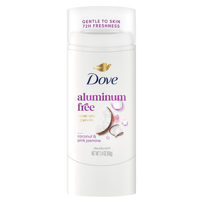Dove Deodorant Stick for Women, Aluminum Free, 72H Odor Protection, Coconut & Pink Jasmine, 2.4 Oz