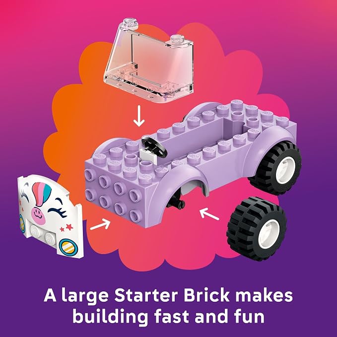 LEGO Friends Unicorn Cake Delivery Car Building Toy for Girls & Boys - Pretend Play Set for Preschool Kids, Ages 4+ - W/Paisley & Leo Minidolls & Accessories - Gift Idea for Birthdays - 42675