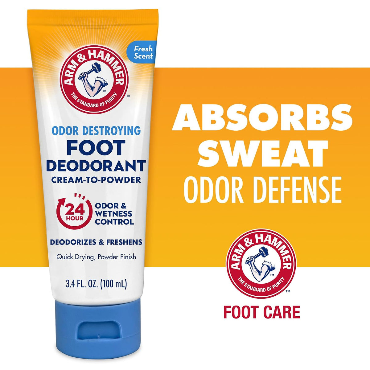 Arm & Hammer Cream to Powder Foot Deodorant, Sweat & Odor Control