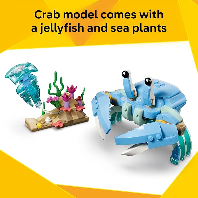 LEGO Creator 3 in 1 Sea Animals: Beautiful Dolphins Building Toy for Girls, Boys, & Kids, Ages 8+ - Gift for Birthdays - Build a Dolphin, Seahorse, or Crab Animal Figure - 31385