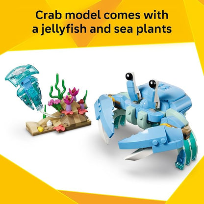 LEGO Creator 3 in 1 Sea Animals: Beautiful Dolphins Building Toy for Girls, Boys, & Kids, Ages 8+ - Gift for Birthdays - Build a Dolphin, Seahorse, or Crab Animal Figure - 31385