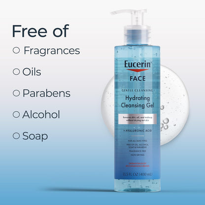 Eucerin Hydrating Gel Cleanser & Makeup Remover, Sensitive Skin, 13.5 Fl Oz