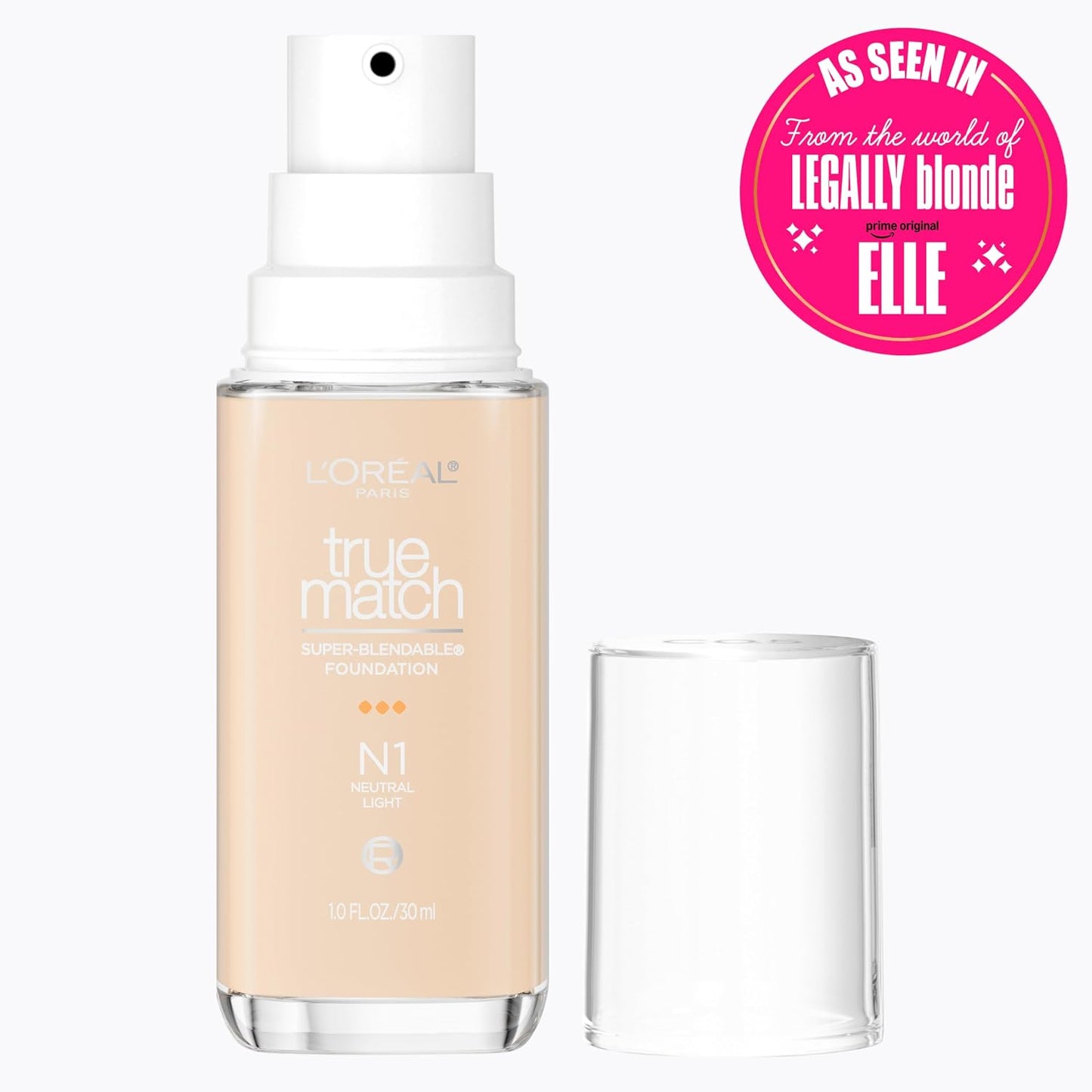 L'Oreal Paris True Match Super-Blendable Foundation, Medium Coverage Liquid Foundation Makeup, N1, Light, 1 Fl Oz