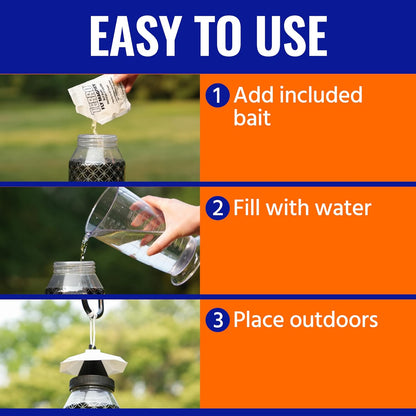 TERRO Fly Magnet Trap, Reusable Poison-Free Outdoor Fly Catcher with Bait