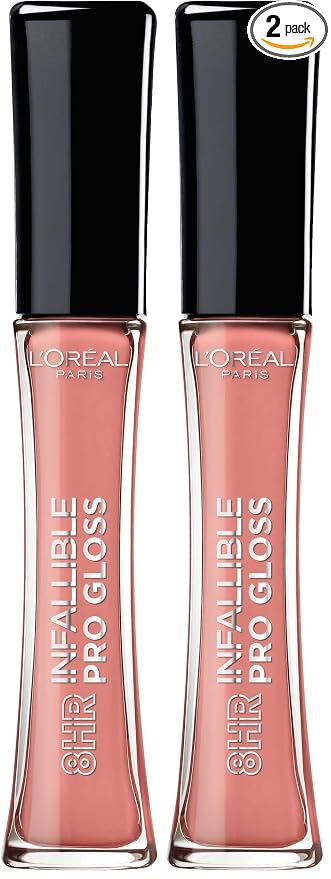 L’Oreal Paris Makeup Infallible 8 Hour Hydrating Lip Gloss, Shell Pink, 0.21 Fl Oz (Pack of 2)