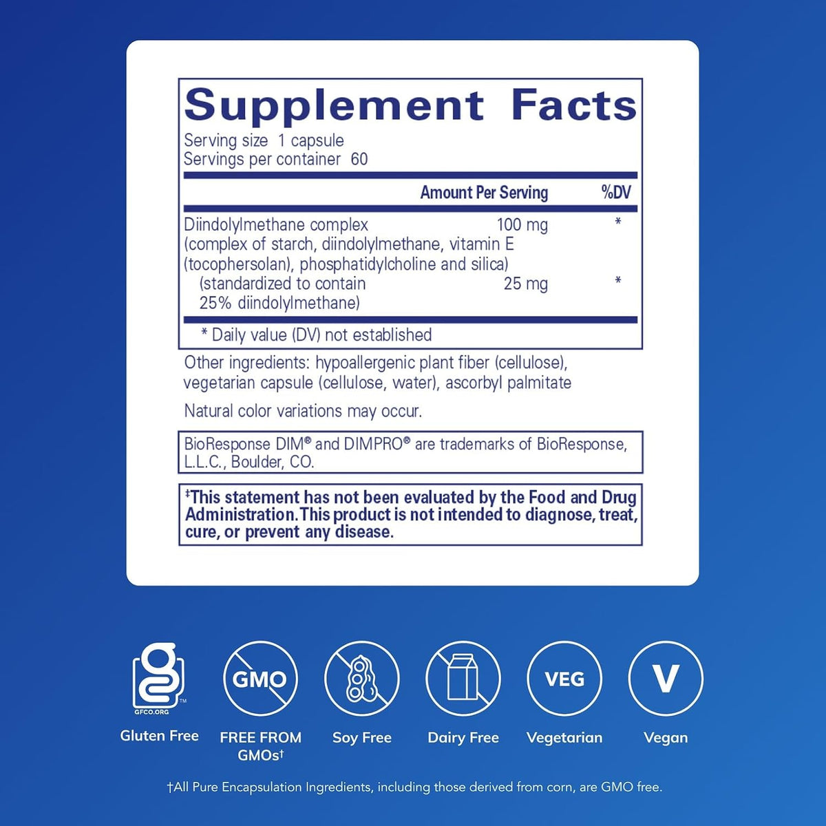 Pure Encapsulations DIMPRO 100 - Diindolylmethane Supplement, 60 Capsules