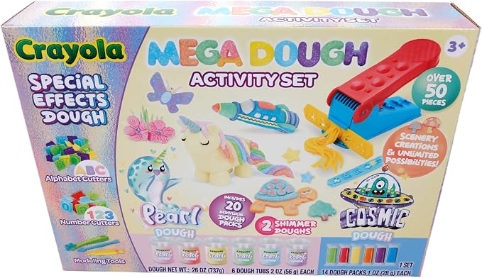 Crayola Silly Scents Mega Dough Activity Kit - Fidget Toys & Sensory Toys for Kids - 50+ Pieces Including Scented Dough, Alphabet & Number Cutters - Ideal Creative Play
