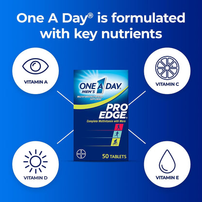 One A Day Men’s Pro Edge Multivitamin, Supplement with Vitamin A,C,D, E and Zinc for Immune Health Support and Magnesium for Healthy Muscle Function, 50 Count