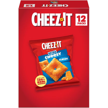 Cheez-It Extra Cheesy Baked Snack Crackers, Lunch Snacks (12 Packs)