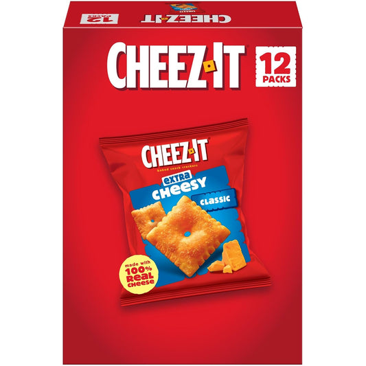 Cheez-It Extra Cheesy Baked Snack Crackers, Lunch Snacks (12 Packs)